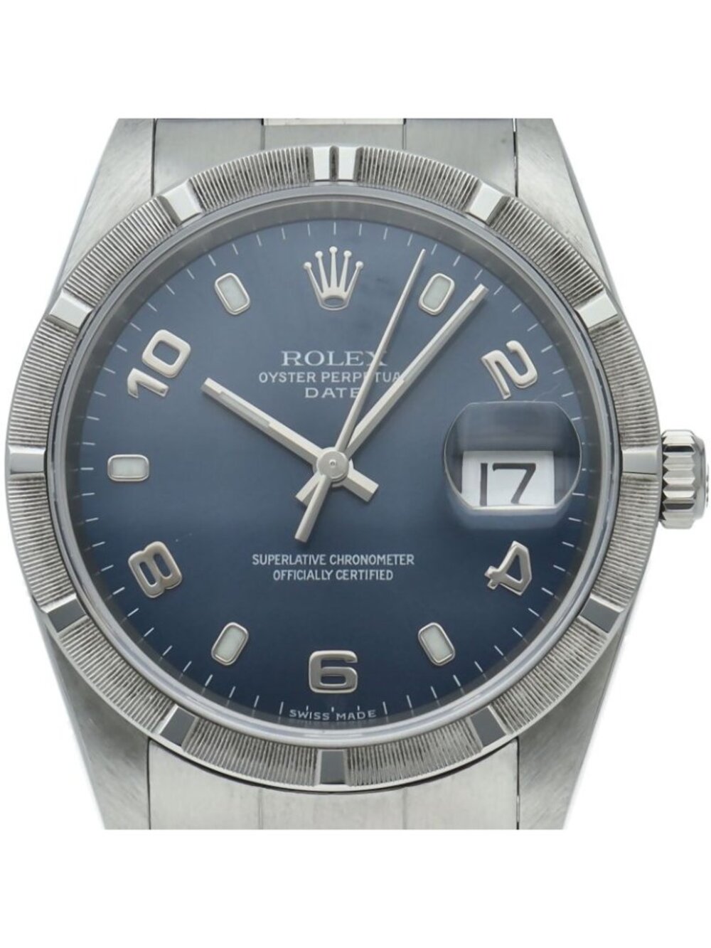 Rolex Oyster Perpetual Date Watch SS Blue Polished
